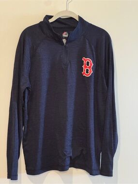 Majestic Boston Red Sox Quarter Zip Pullover Men’s L Navy MLB Logo